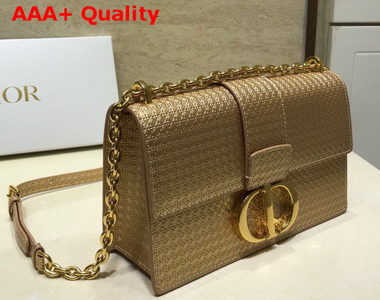 Dior 30 Montaigne Chain Bag Metallic Gold Microcannage Calfskin Replica