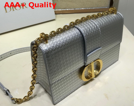 Dior 30 Montaigne Chain Bag Metallic Steel Gray Microcannage Calfskin Replica