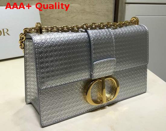 Dior 30 Montaigne Chain Bag Metallic Steel Gray Microcannage Calfskin Replica