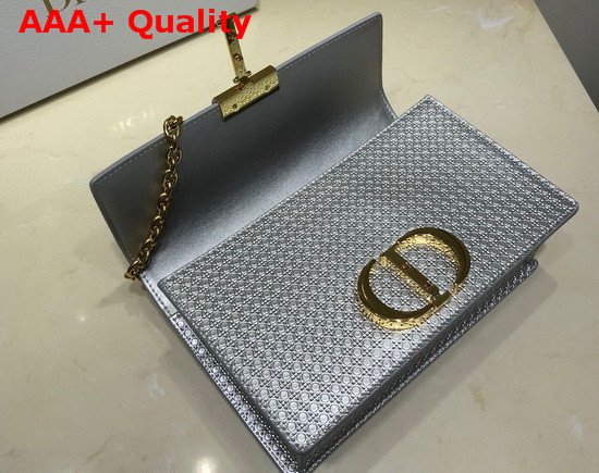 Dior 30 Montaigne Chain Bag Metallic Steel Gray Microcannage Calfskin Replica