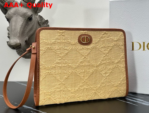 Dior 30 Montaigne Dea Pouch Natural Cannage Raffia Replica