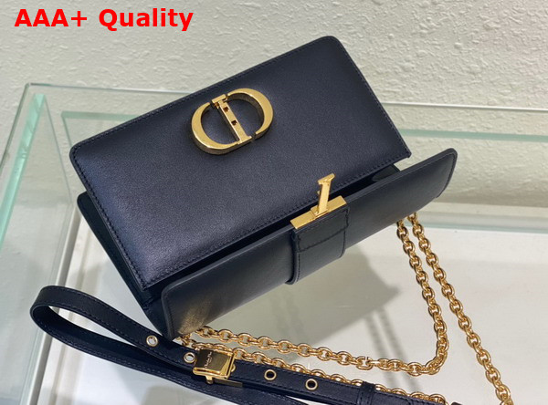 Dior 30 Montaigne East West Bag with Chain Black Calfskin Replica