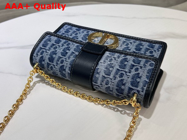 Dior 30 Montaigne East West Bag with Chain Blue Denim Dior Oblique Jacquard Replica