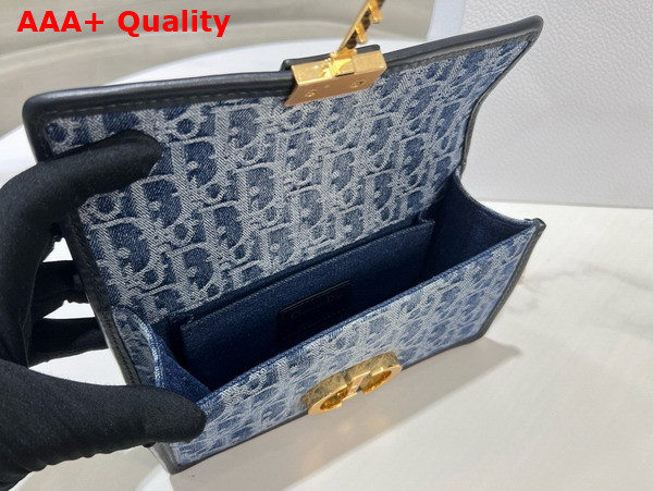 Dior 30 Montaigne East West Bag with Chain Blue Denim Dior Oblique Jacquard Replica