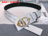 Dior 30 Montaigne Lambskin Belt in White Crackled Lambskin Gold CD Signature Buckle Replica