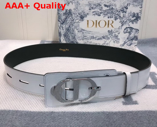 Dior 30 Montaigne Lambskin Belt in White Crackled Lambskin Silver CD Signature Buckle Replica