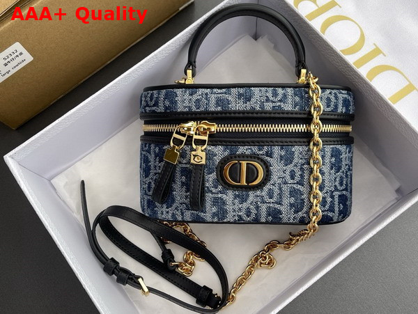 Dior 30 Montaigne Mini Vanity Case Blue Denim Dior Oblique Jacquard Replica