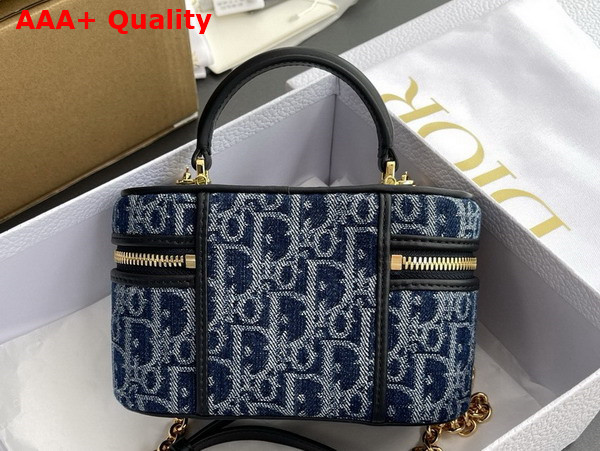 Dior 30 Montaigne Mini Vanity Case Blue Denim Dior Oblique Jacquard Replica