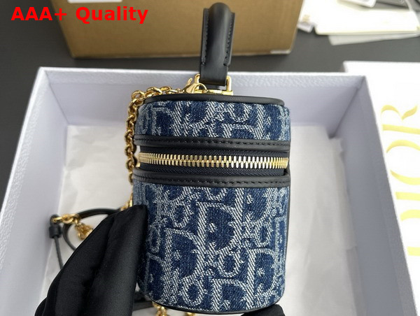 Dior 30 Montaigne Mini Vanity Case Blue Denim Dior Oblique Jacquard Replica