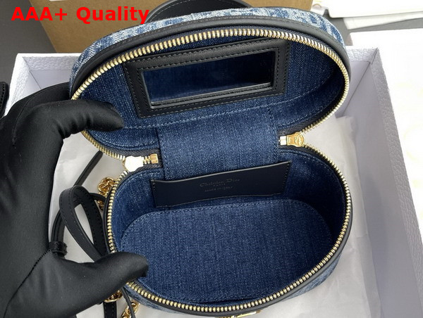 Dior 30 Montaigne Mini Vanity Case Blue Denim Dior Oblique Jacquard Replica