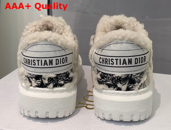 Dior Addict Sneaker Black Toile de Jouy Embroidered Natural Shearling Replica