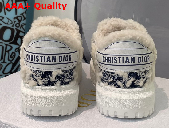 Dior Addict Sneaker Blue Toile de Jouy Embroidered Natural Shearling Replica