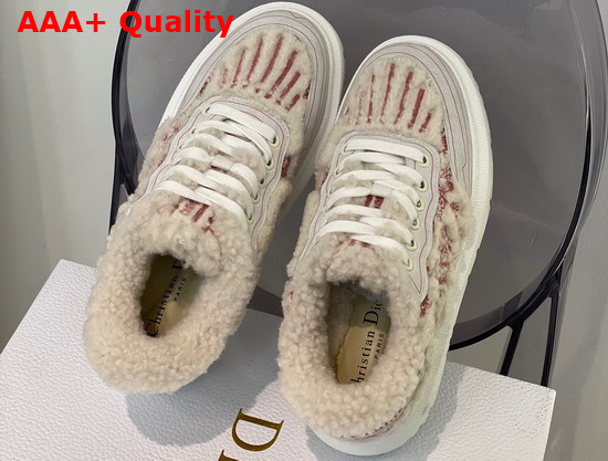 Dior Addict Sneaker Burgundy Toile de Jouy Embroidered Natural Shearling Replica