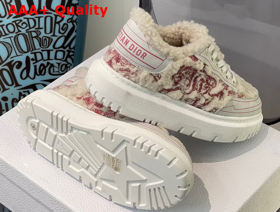 Dior Addict Sneaker Burgundy Toile de Jouy Embroidered Natural Shearling Replica