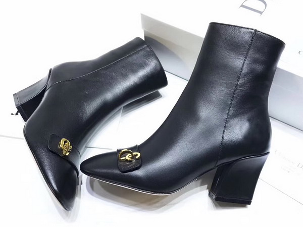 Dior Ankle Boot in Black Lambskin Adorned with Gold Tone CD Initials For Sale