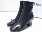 Dior Ankle Boot in Black Lambskin Adorned with Gold Tone CD Initials For Sale