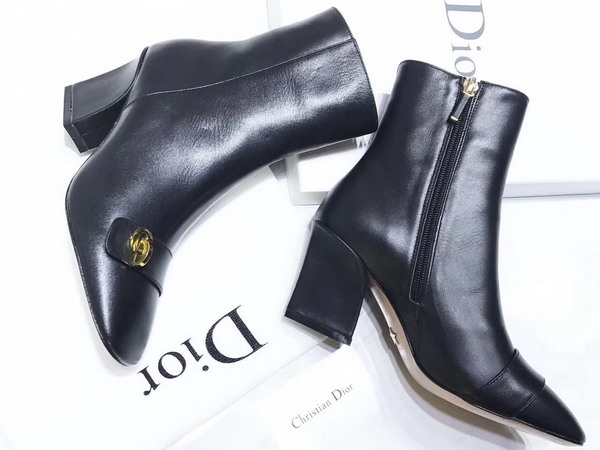 Dior Ankle Boot in Black Lambskin Adorned with Gold Tone CD Initials For Sale