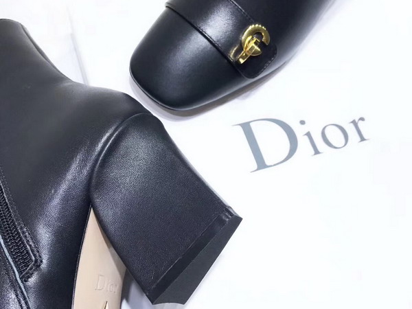 Dior Ankle Boot in Black Lambskin Adorned with Gold Tone CD Initials For Sale