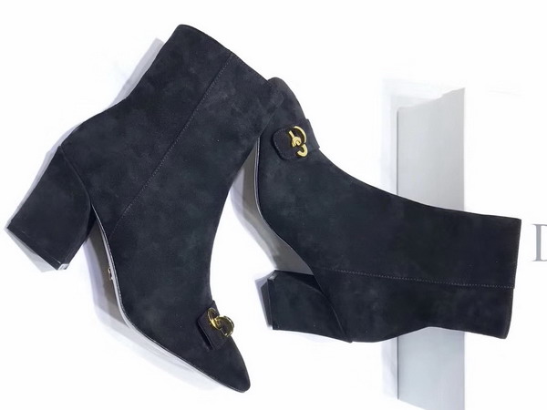 Dior Ankle Boot in Black Suede Calfskin Adorned with Gold Tone CD Initials For Sale