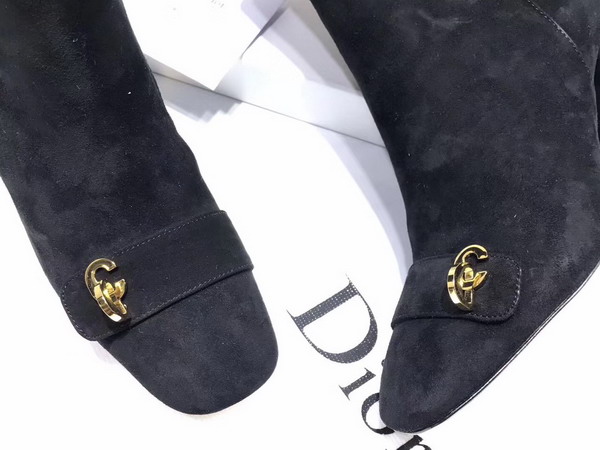 Dior Ankle Boot in Black Suede Calfskin Adorned with Gold Tone CD Initials For Sale