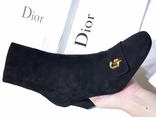 Dior Ankle Boot in Black Suede Calfskin Adorned with Gold Tone CD Initials For Sale