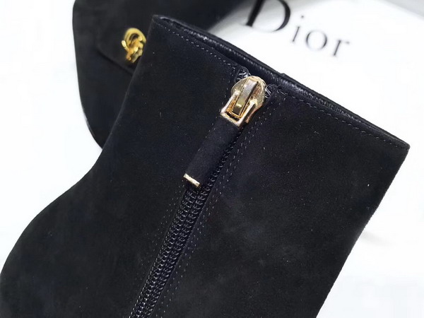 Dior Ankle Boot in Black Suede Calfskin Adorned with Gold Tone CD Initials For Sale