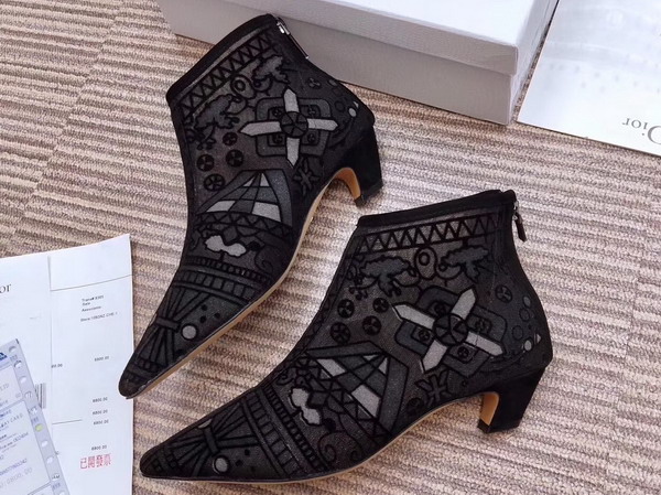 Dior Ankle Boot in Dotted Swiss Tulle with Embroidery 4cm Heel For Sale