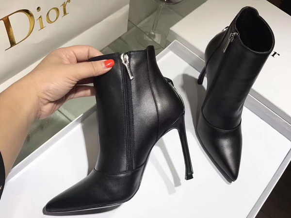 Dior Ankle Boot with Side Zip in Black Calfskin Leather 10cm Heel For Sale