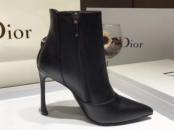 Dior Ankle Boot with Side Zip in Black Calfskin Leather 10cm Heel For Sale