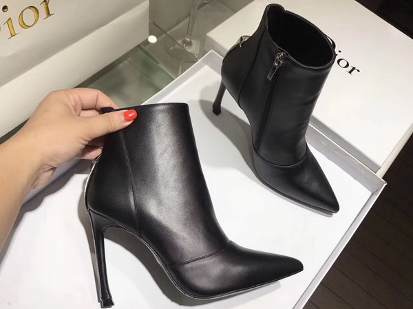 Dior Ankle Boot with Side Zip in Black Calfskin Leather 10cm Heel For Sale