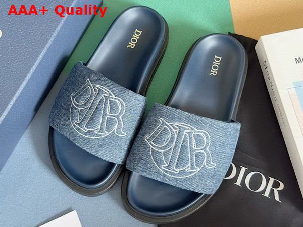 Dior Aqua Sandal in Blue Quilted Denim Replica