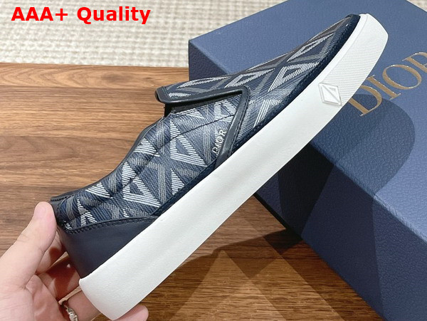 Dior B101 Slip On Sneaker Navy Blue CD Diamond Canvas and Smooth Calfskin Replica