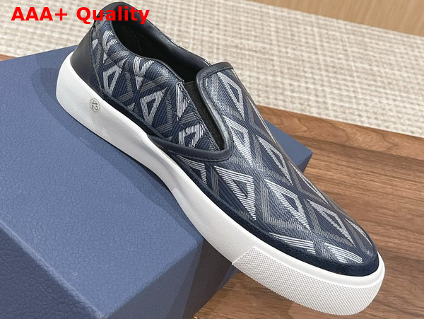 Dior B101 Slip On Sneaker Navy Blue CD Diamond Canvas and Smooth Calfskin Replica