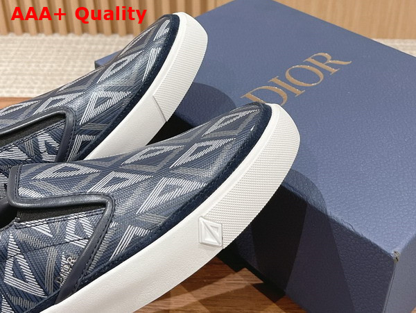 Dior B101 Slip On Sneaker Navy Blue CD Diamond Canvas and Smooth Calfskin Replica