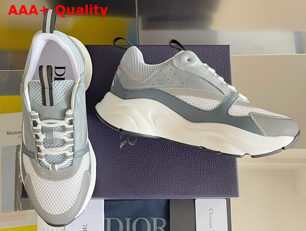 Dior B22 Sneaker White and Blue Technical Mesh and Gray Calfskin Replica