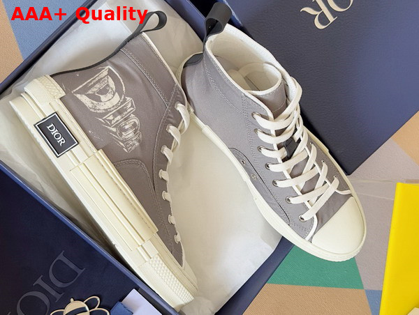 Dior B23 High Top Sneaker Beige Canvas with Asterodior Signature Replica