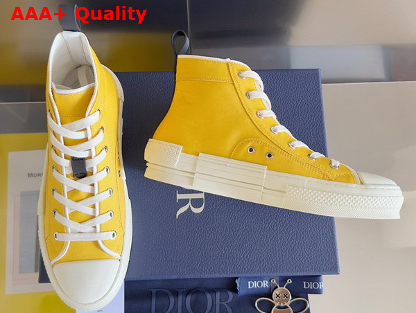 Dior B23 High Top Sneaker Yellow Canvas with Asterodior Signature Replica