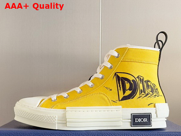 Dior B23 High Top Sneaker Yellow Canvas with Asterodior Signature Replica