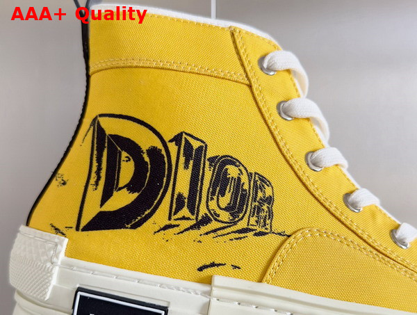 Dior B23 High Top Sneaker Yellow Canvas with Asterodior Signature Replica