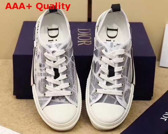 Dior B23 Low Top Sneaker White Canvas with Dior and Daniel Arsham Motif Replica