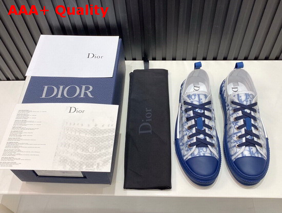 Dior B23 Low Top Sneaker in Blue Dior Oblique Replica