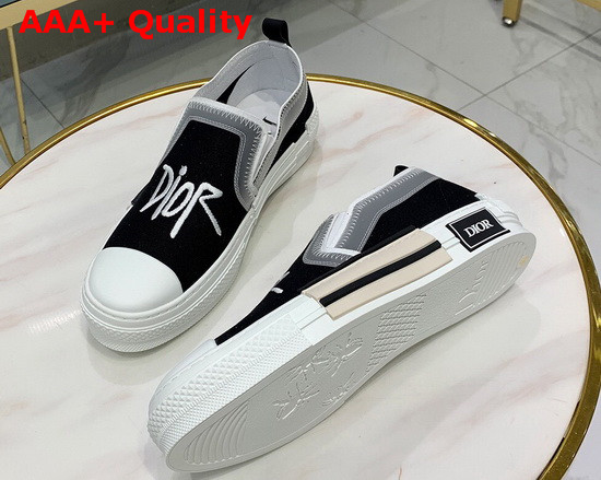 Dior B23 Slip On Sneaker Black Dior and Shawn Canvas Replica