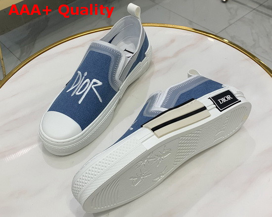 Dior B23 Slip On Sneaker Blue Canvas with Dior and Shawn Signature Replica