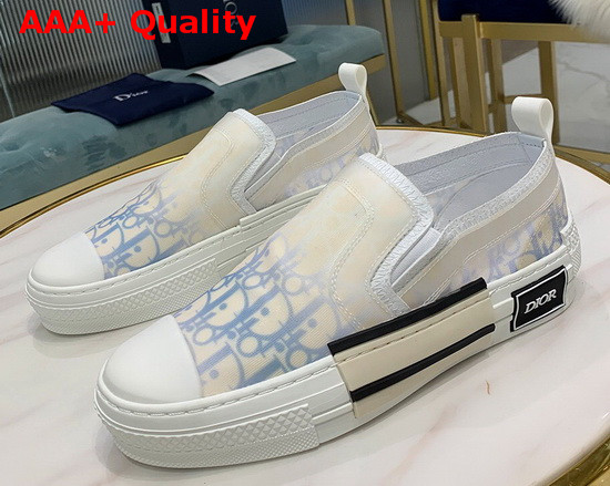 Dior B23 Slip On Sneaker Light Blue and White Dior Oblique Canvas Replica