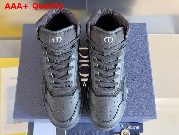 Dior B27 High Top Sneaker Black Smooth Calfskin with Black Dior Oblique Embossed Calfskin Replica