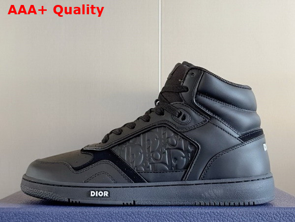 Dior B27 High Top Sneaker Black Smooth Calfskin with Black Dior Oblique Embossed Calfskin Replica