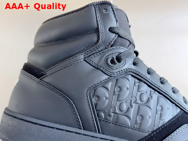 Dior B27 High Top Sneaker Black Smooth Calfskin with Black Dior Oblique Embossed Calfskin Replica