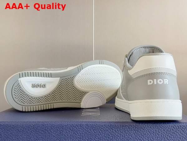 Dior B27 Low Top Sneaker Gray and White Smooth Calfskin with Gray Dior Oblique Embossed Calfskin Replica