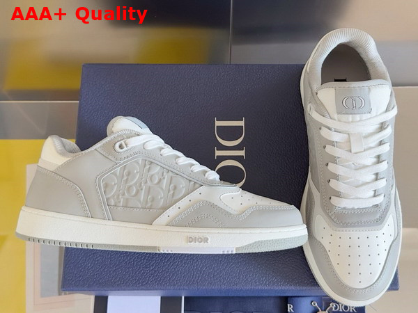 Dior B27 Low Top Sneaker Gray and White Smooth Calfskin with Gray Dior Oblique Embossed Calfskin Replica