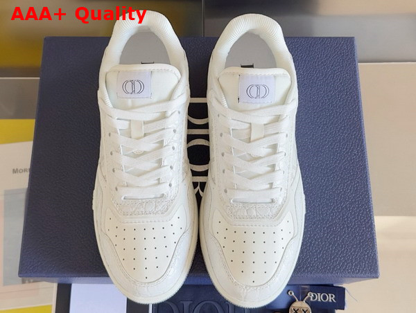 Dior B27 Low Top Sneaker White Crocodile Embossed Calfskin and Smooth Calfskin with White Dior Oblique Galaxy Leather Replica